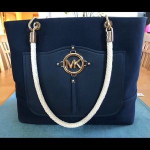 Michael Kors Amy Rope Handle Canvas/Leather Tote